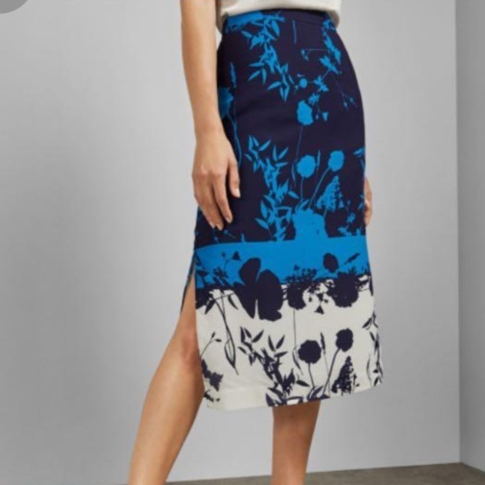 Ted Baker London Bluebell Side Slit Midi Skirt NWT